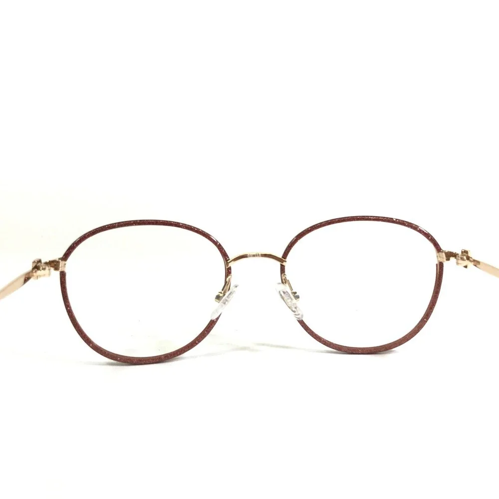 BCBGMAXAZRIA Eyeglasses Frames ADELINA Red Sparkly Glitter Gold Round 49-18-135